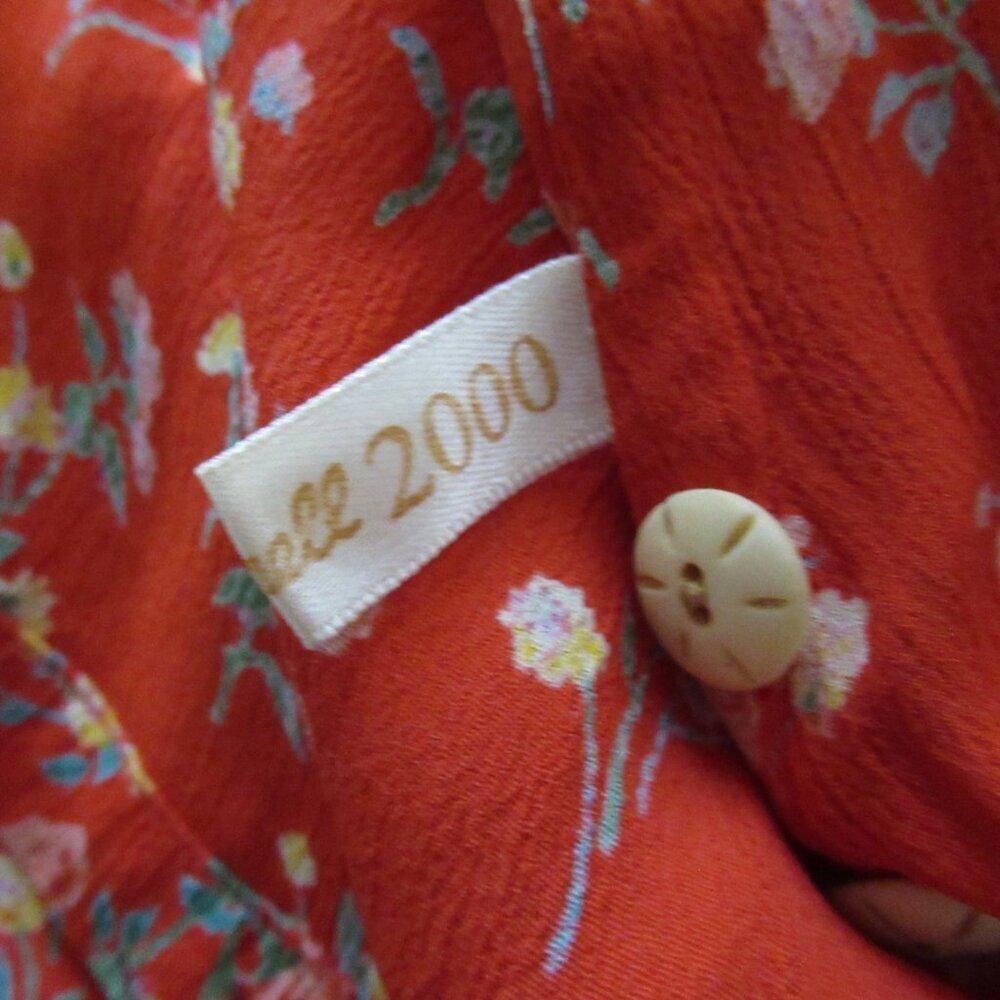 April Cornell Dress S Small Orange Floral Maxi Prairie Cottagecore - Picture 8 of 8